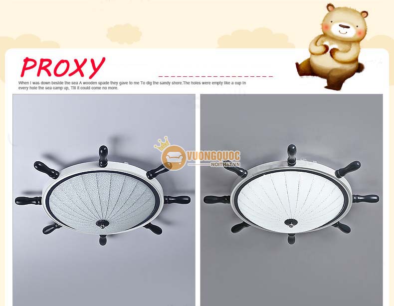 Đèn ốp trần trẻ em hình bánh lái tàu UHS109-6